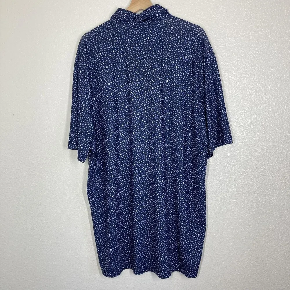 RLX Ralph Lauren Polo Shirt Mens Extra Large Navy Blue Floral Golf Performance